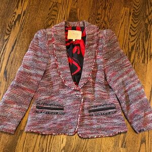 RACHEL Rachel Roy Red and Black Tweed Blazer